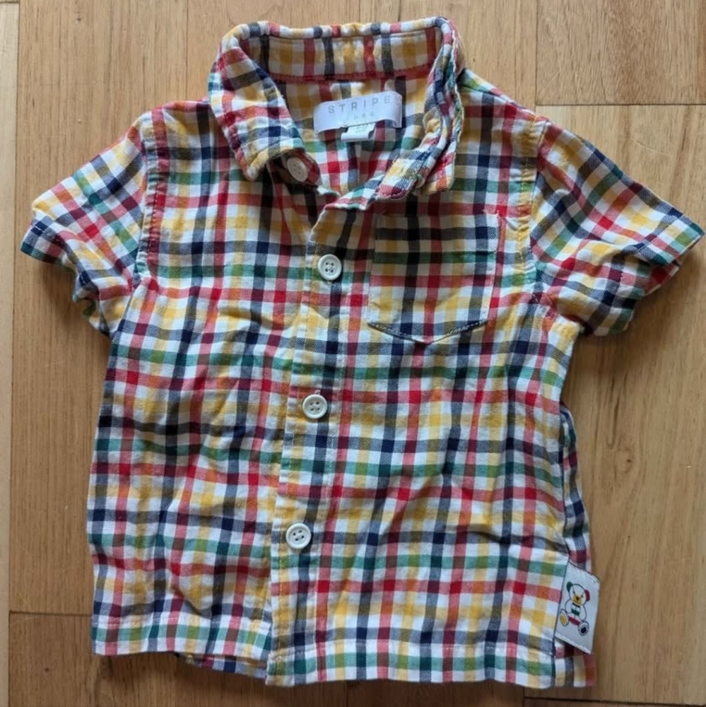 HBC Striped Kids Multicolor Plaid Button-Down Shirt
